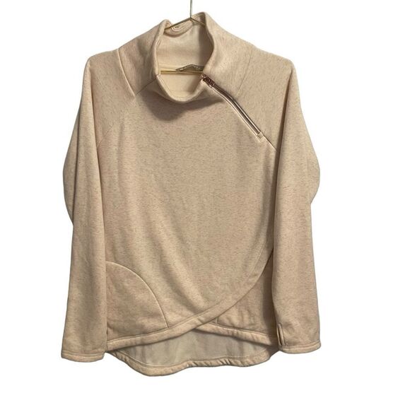 Athleta Cozy Karma Asym Pullover Oatmeal Heather Size MED - Picture 2 of 9